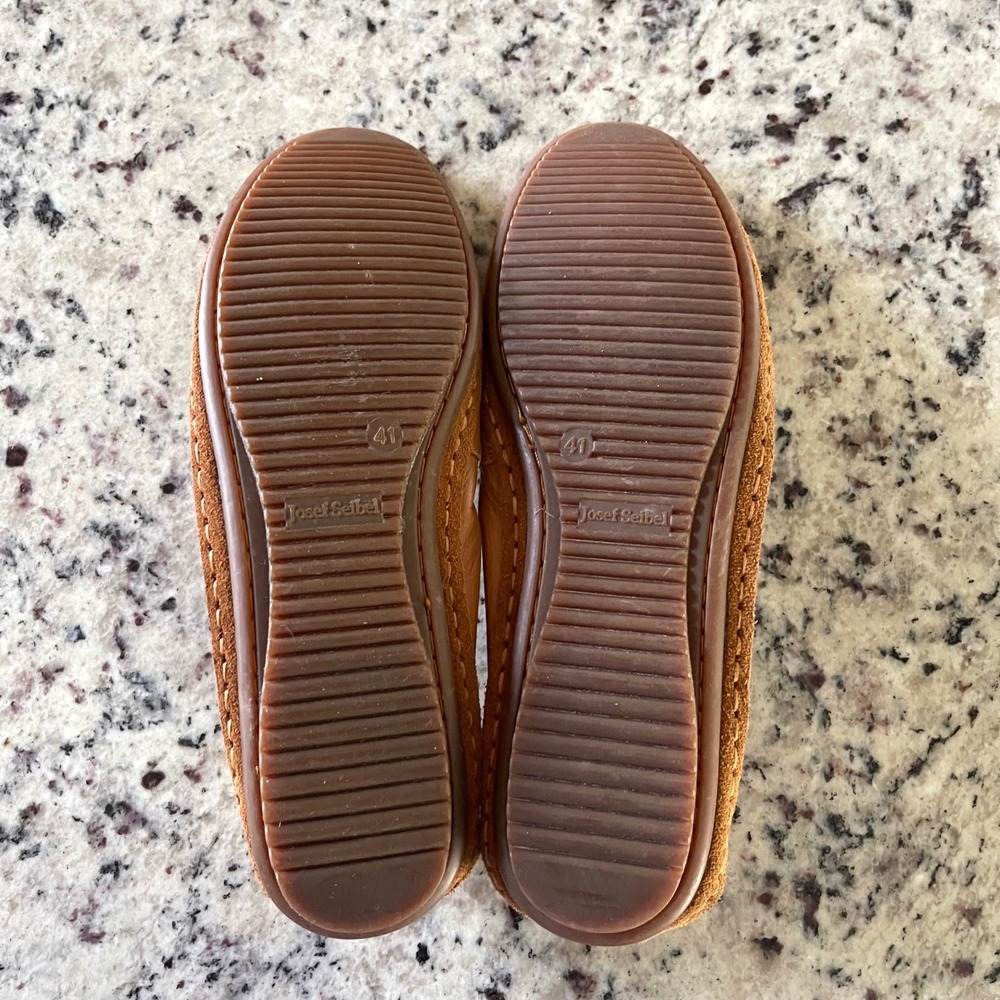 Josef Seibel Ballet Flats Womens 41 Tan Leather Bow Double Air Reaction Comfort - Picture 6 of 6